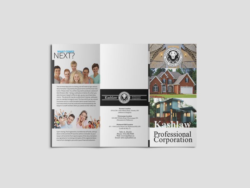 Legal Brochure Design for Kashlaw Legal Firm, a Toronto Law Firm
