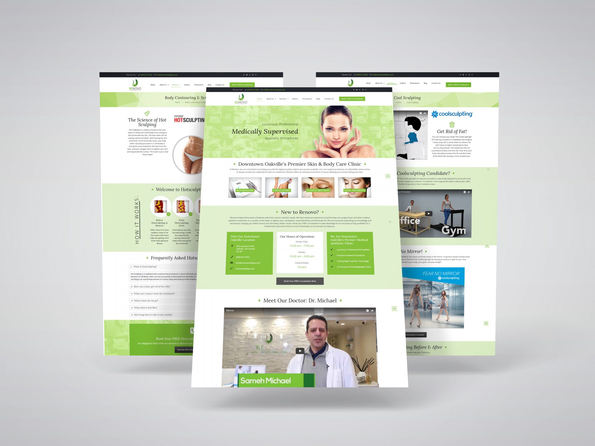 Medi Spa Website Design for Renovo Medi Spa, an Oakville-based medi spa