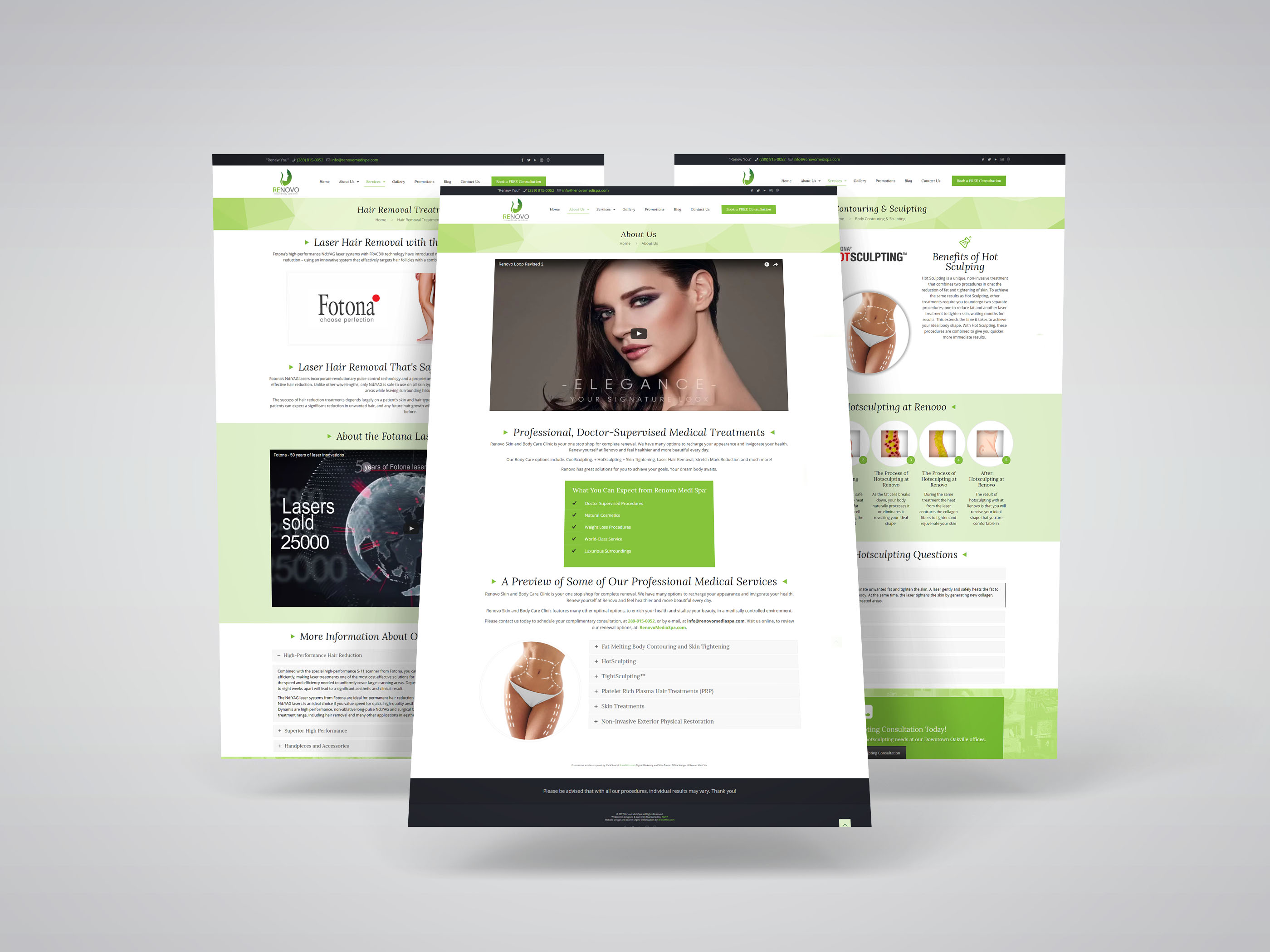 Medi Spa Website Design for Renovo Medi Spa, an Oakville-based medi spa