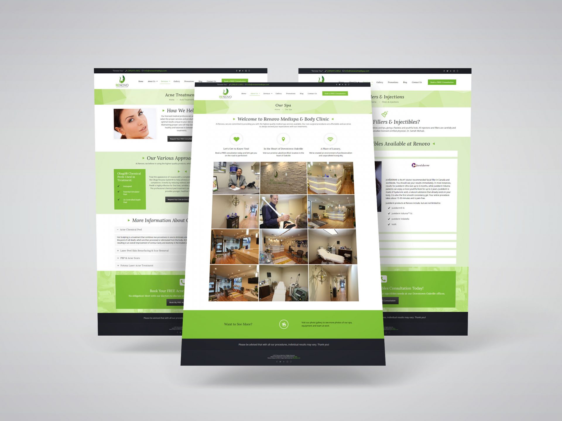 Medi Spa Website Design for Renovo Medi Spa, an Oakville-based medi spa